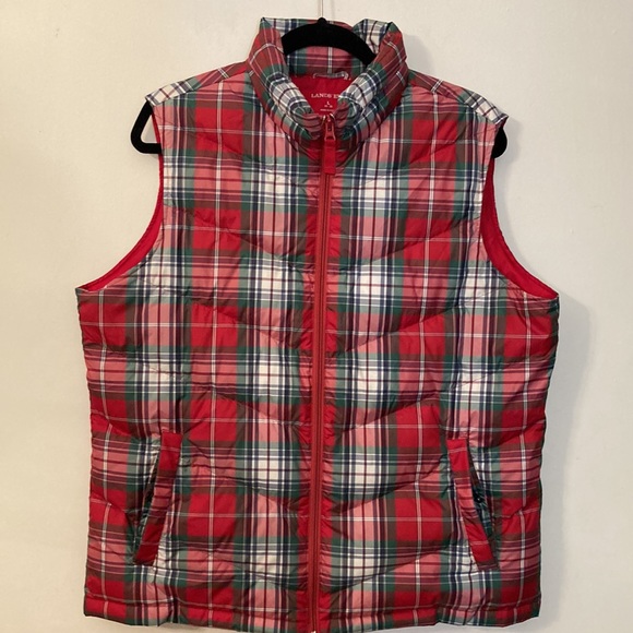 - Land’s End plaid puffer vest/jacket size L - Picture 3 of 8
